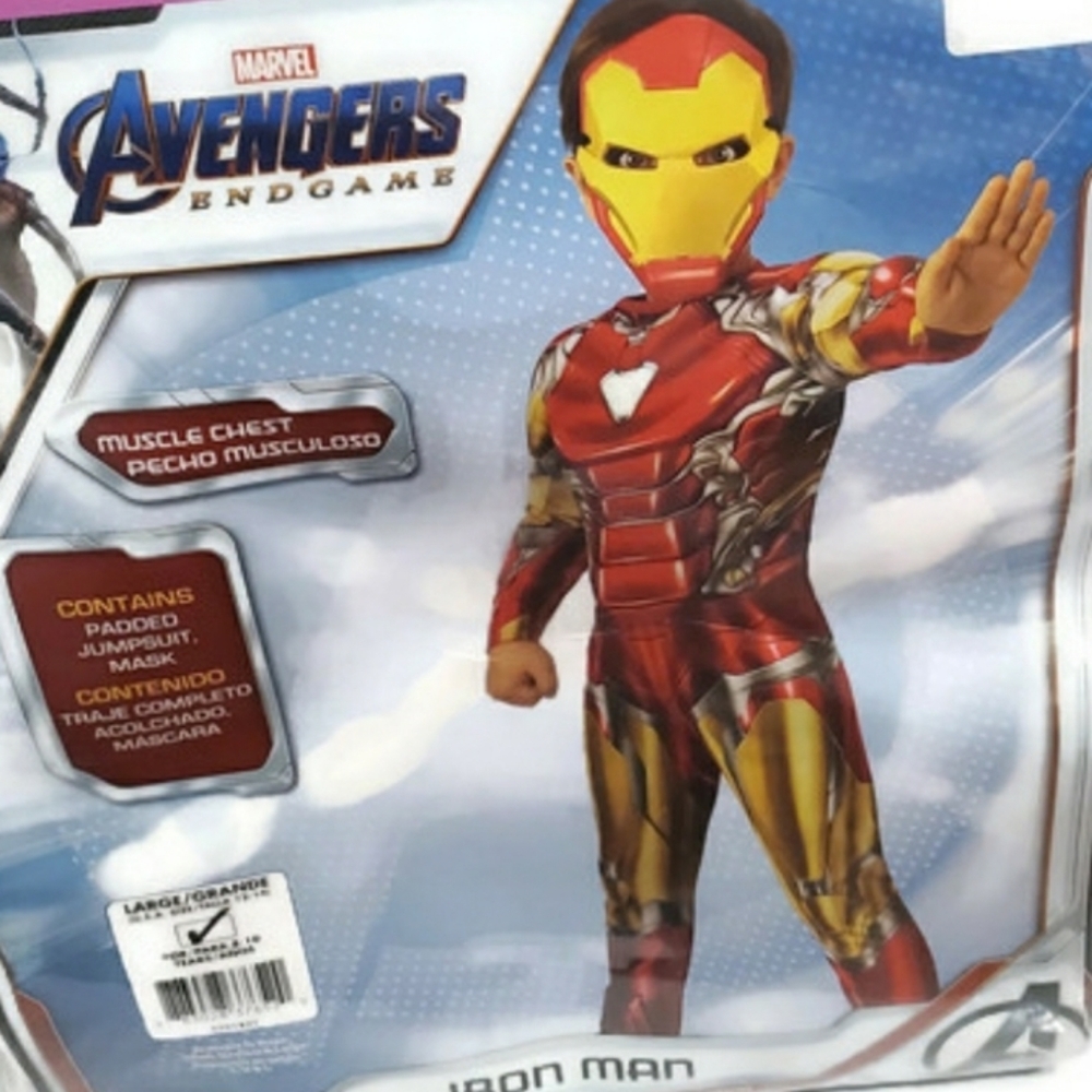 Marvel Avengers Iron Man Muscle Chest Boys Hallowee Costume Sz M 8-10